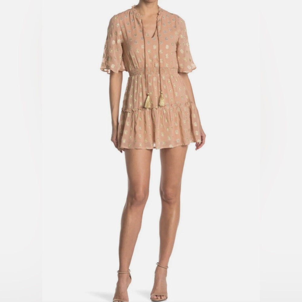 NWT Raga Kenna Metallic Dot Tiered Mini Dress - Picture 7 of 9